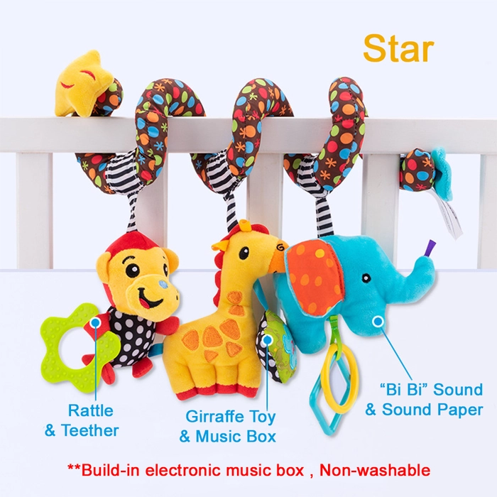 Baby Bed and Stroller Toy Baby Rattle Bed Hanging Musical Activity Spiral with Teether & Music SKK Sozzy