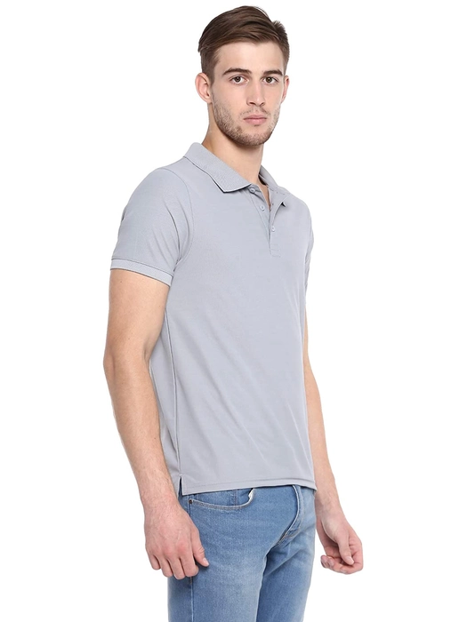 T-Shirt / Polo Collar / TriBlend / Light Grey