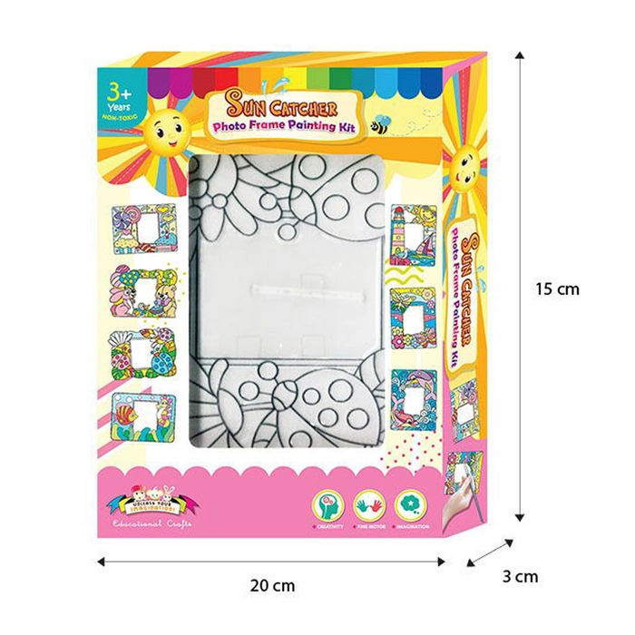 Kids Play Art & Craft Suncatcher Colourful Photo Frame Painting Box Kit Sun Catcher Foto Color Tool Set