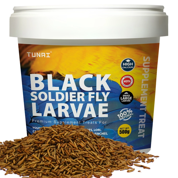 Tunai Black Soldier Larvae Poultry Food | 500g | 60X Calcium, Fortified with 40% Protein Energy, Natural Supplement Treat for Poultry Feed, Hen, durck, Turkey, Goose,Chicken, Cock and Baby Chicken