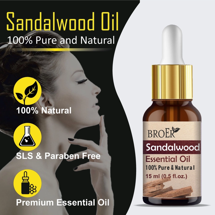 BROER Naturals Sandalwood Essential Oil 15ml with 100% Pure