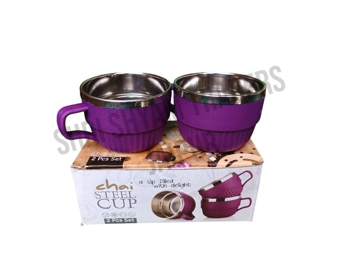 steel chai cup 2p