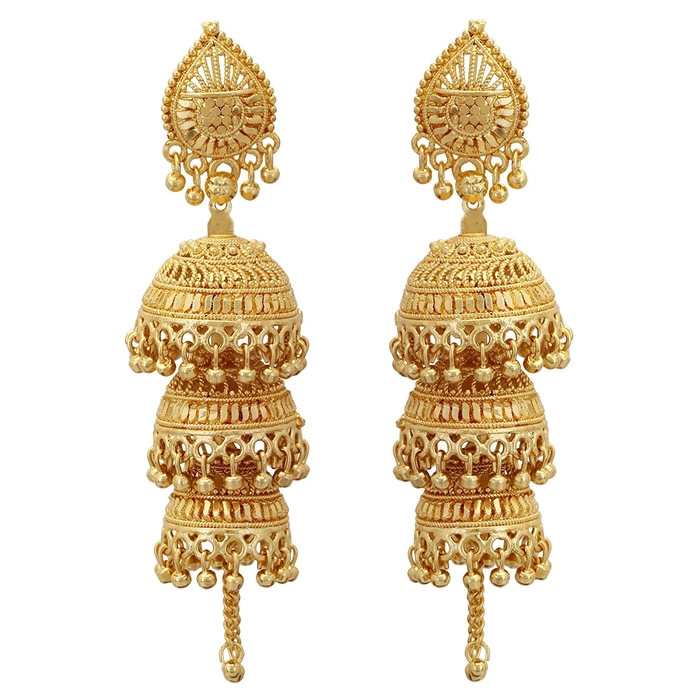 Flipkart.com - Buy DA CREATIONS Gold plated Jhumar latkan jhumka Earring  Brass Jhumki Earring Online at Best Prices in India