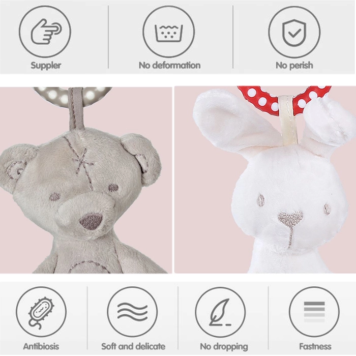 Soft Plush Toy Baby Rattles Rabbit Bear Bunny Playmat Clip On Chime for Baby Stroller Rattle Toys MamiBeby