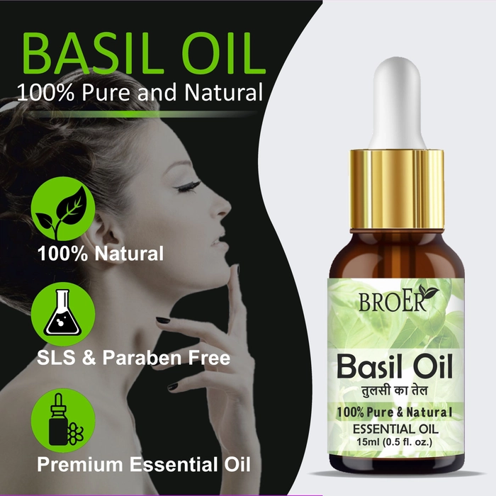 BROER Naturals Basil Tulsi Essential Oil 15ml with 100 Pure