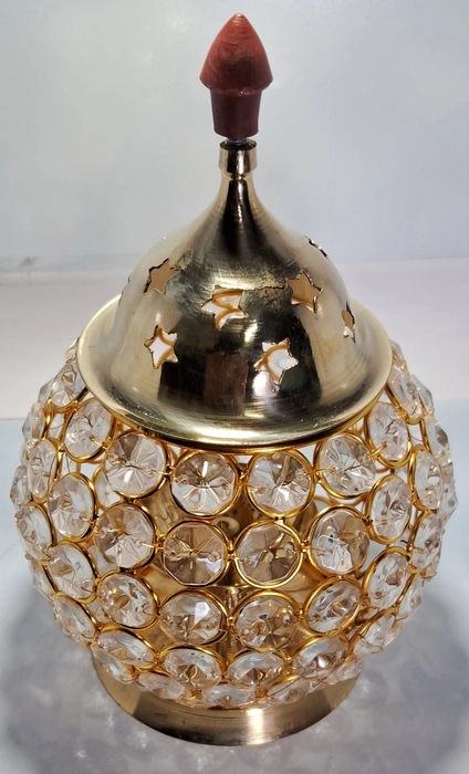 Ekum Brass Crystal Diya 7"