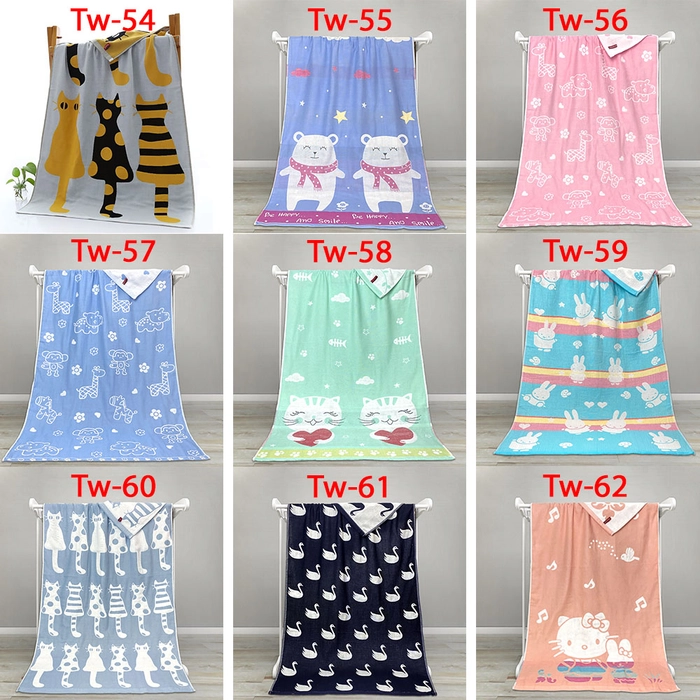 Baby Bath Towel 100% Cotton 140x70cm 3 Layers Gauze Baby Bath Towel with Cartoon Tuala Baby TW