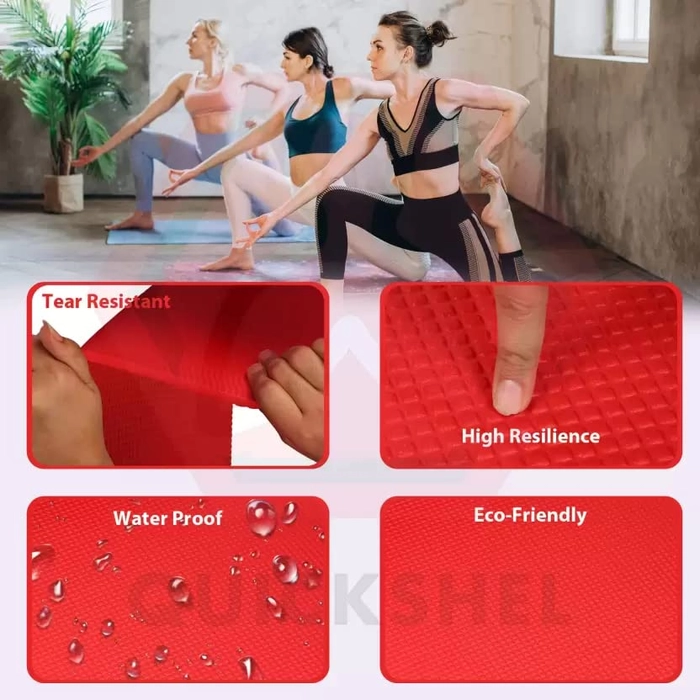 Quick Shel Extra Thick 13mm Thickness Yoga mats Exercise Mat Anti-Skid  Water/Dirt Proof Lightweight easy to Carry for home and gym workouts for men  women children with Carry Strap (2fts x 6ft 