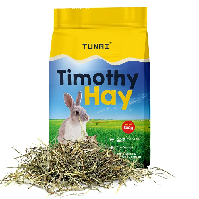 Tunai Timothy Hay for Small Animals Like Rabbit, Hamsters, Guinea Pigs, White Mice, Chinchillas, Hedgehog, 500g