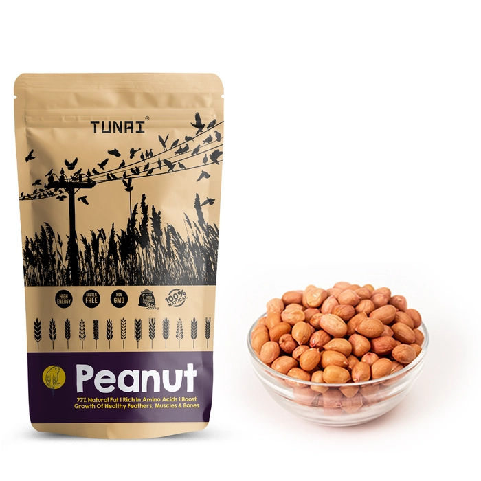 Tunai Peanuts Bird Feed | 450g | Excellent Bird Food For CAIQUE PARROTS, COCKATEILS, SMALL CONURES, QUAKER PARROTS, AMAZONS, COCKATOOS, MACAWS, & GREY PARROTS, High in Calcium, Potassium And Other Nut