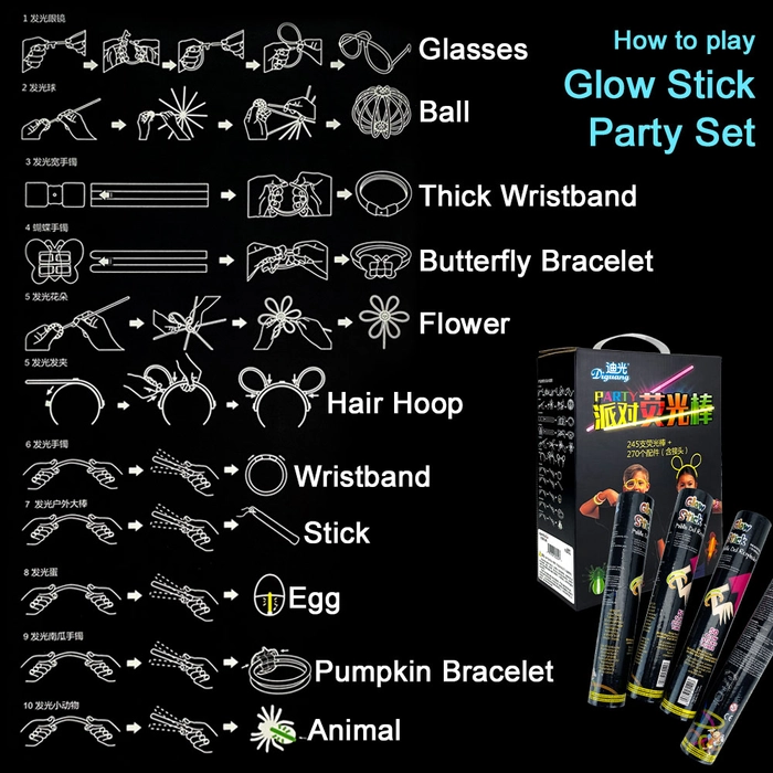 Party Glow Set Light Stick Eyeglasses Ball Mask Neon Sticks for Birthday Christmas Beach Party Mainan Cahaya 荧光棒