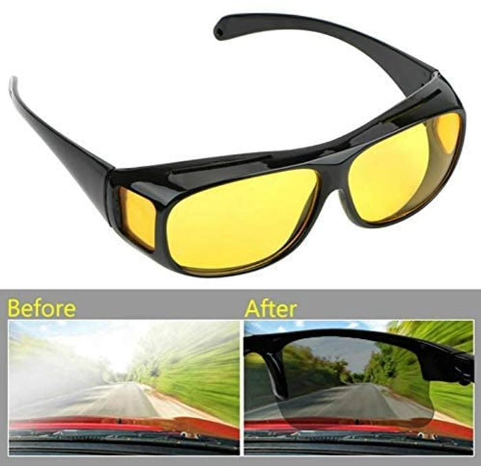 Combo Offer: Night Driving Anti-Glare Polarized Goggles for Bikes,Car & For Men/Women + Extra Soft Sleeping Eye Mask