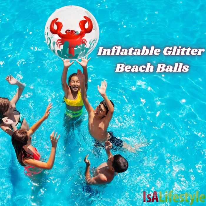 Inflatable 3D Beach Balls Glitter Ball for Pool Game Beach Pool Party Summer Water Play Party Decorations