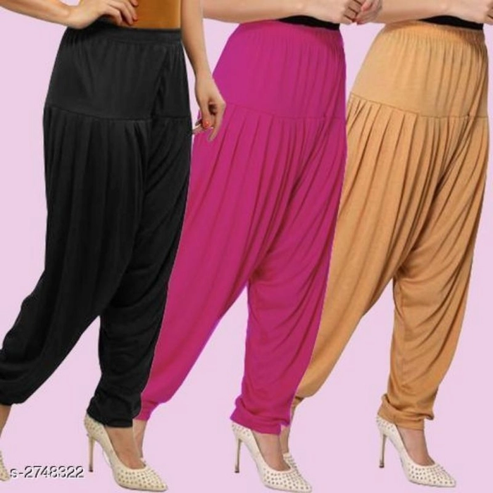 Buy Ladies N Linen Women's Cotton Patiala Salwar (Pants) for Women with One  Side Pocket Combo Pack of 3 Free Size (Beige Black White) at Amazon.in