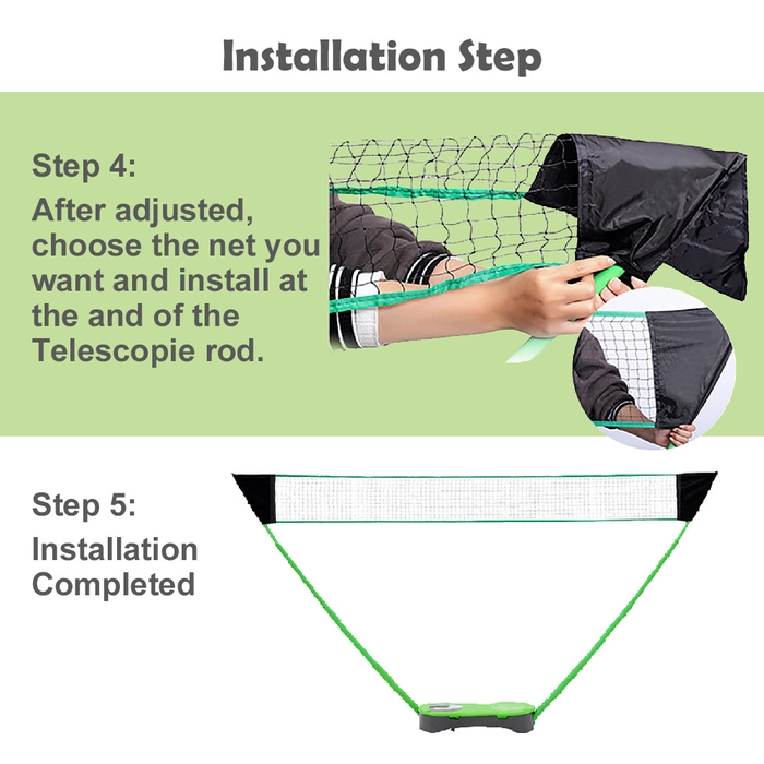 Badminton Play Set Free Racket & Storage Box Portable Sport Training Peralatan Sukan Racket Set Stand Pole