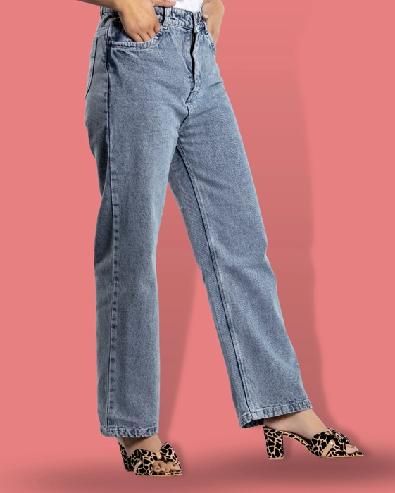 Blue Flared High-Rise Jeans with Clear Look | idharSe