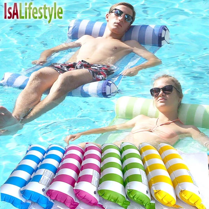 Inflatable Hammock Floating 4in1 Way Easy Float Water Lounge Bed Mattress Swimming Pool Float Beach Row Drifter Water Exercise Saddle