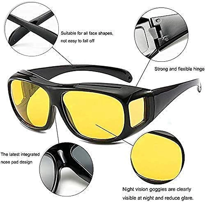 Combo Offer: Night Driving Anti-Glare Polarized Goggles for Bikes,Car & For Men/Women + Extra Soft Sleeping Eye Mask