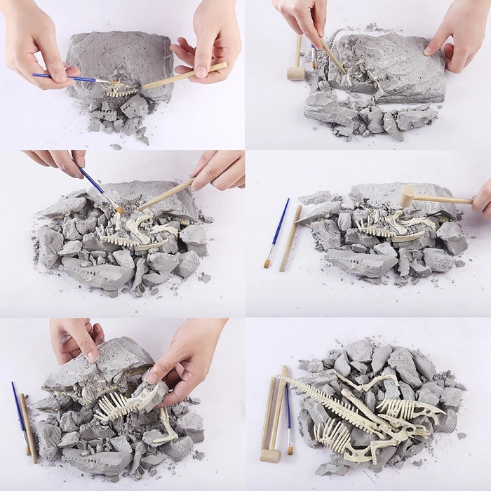 3D Dinosaur Bone Excavation Kit Early Devolvement Science Education Toy DIY Assembled Simulated Skeleton Mainan Pendidikan Tulang Dino Fossil Jurassic 3D Bones Skeleton