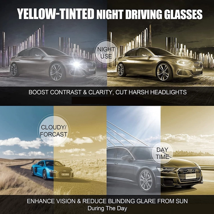 Combo Offer: Night Driving Anti-Glare Polarized Goggles for Bikes,Car & For Men/Women + Extra Soft Sleeping Eye Mask