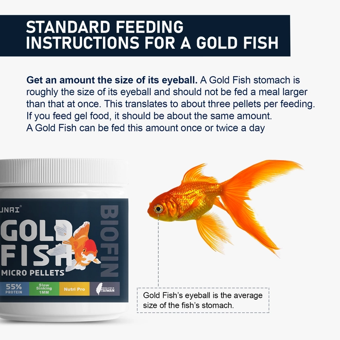 Tunai Gold Fish Food | 55% Protein Rich Premium Food| Enhance Color and Boost Fast Growth, Slow Sinking, Formulated in Taiwan as Exclusively Gold Fish Food for Aquarium, 1mm pellets