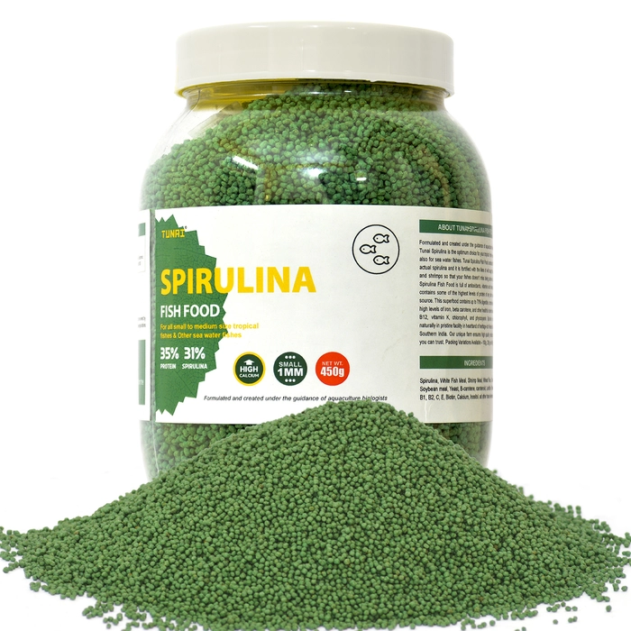 Tunai 31% Spirulina Fortified Optimum Choice Fish Food For Gold Fish, Angelfish, Molly, Tetra, Dwarf Gourami, Sword Tails, Catfish, Firemouth, Rasbora, Small Parrot Fish, Betta, Small Koi, Redtail Sha