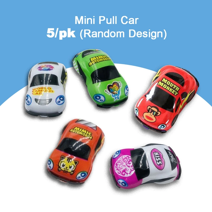 5/pk Mini Pull Back Car Random Design Mini Plastic Vehicle Kereta Mainan