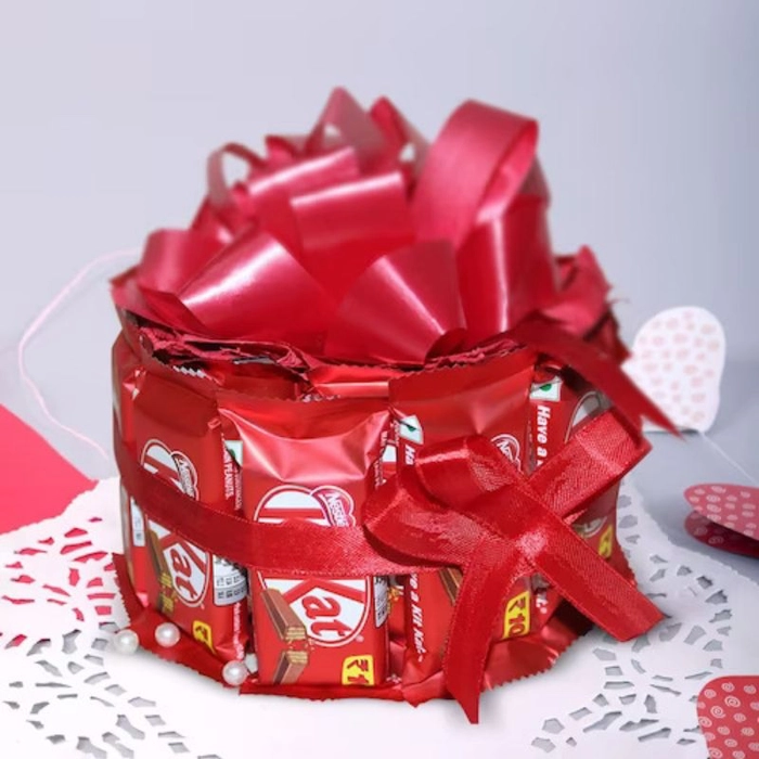 Kitkat Chocolates Wrapped In Red Ribbon