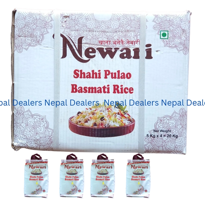 नेवारी शाही पुलाउ बासमती चामल  (5X 4 = 20 के.जी.) ‌।। Newari Shahi Pulao Basmati Rice (5 Kg X 4 = 20 Kg.)