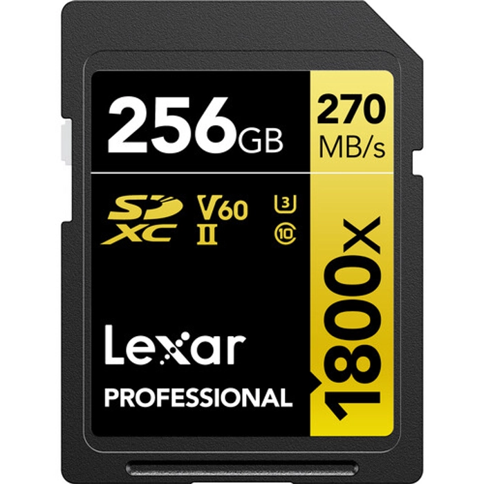 Lexar Professional 1800x SDXC™ UHS-II, U3, V60, RW up to 270/180 MB/s, 64GB/128GB/256GB/512GB