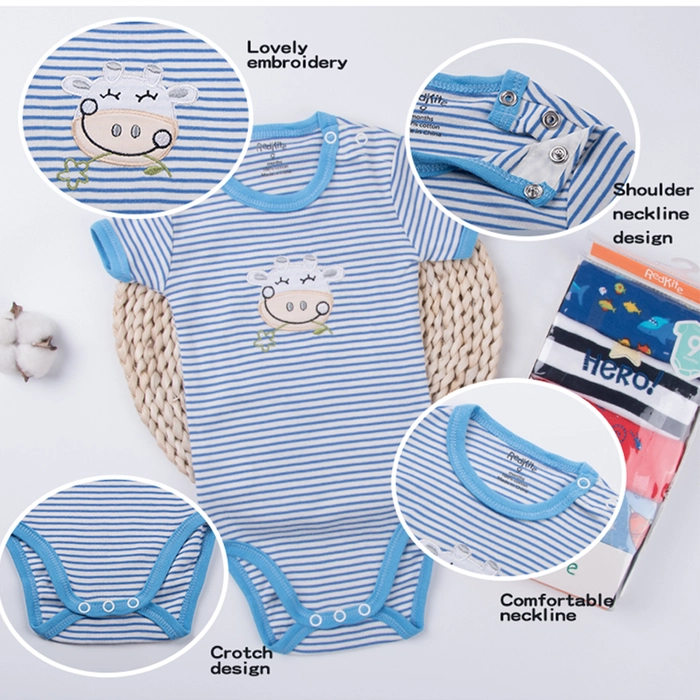 Baby Romper Baby Bodysuit Romper Set Short Sleeve 5pcs Boy Girl (Random Design)