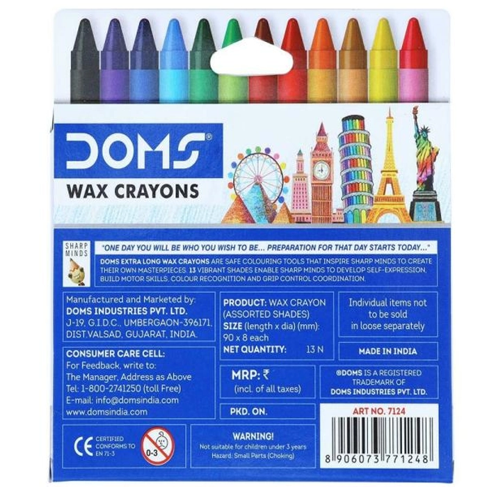 Doms Wax Crayon Small ( Pack Of 12 Shades )