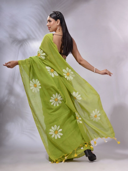 Shop Online for Stylish Green Khadi Cotton Saree