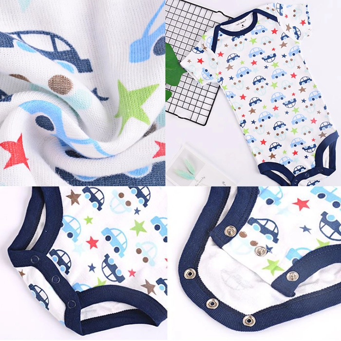 Baby Romper Baby Bodysuit Romper Set Short Sleeve 5pcs Boy Girl (Random Design)