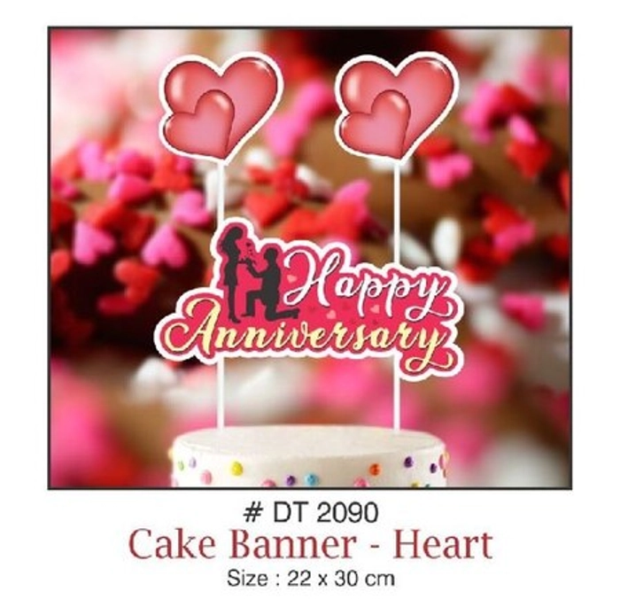 DT 2090 Cake Banner Happy Anniversary Paper Cake Decoration - Divena In