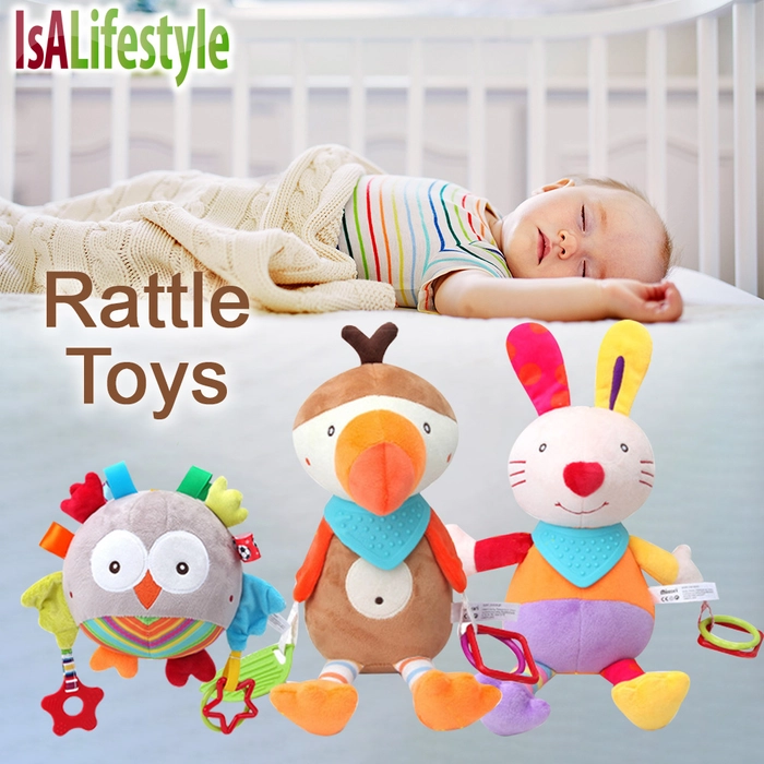 Baby Rattle Toys Soft Toy Stuffed and Plush Animals Doll Teether Sound Paper Hanging Toy BBSKY