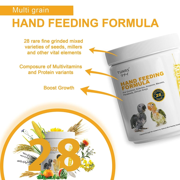 Tunai Multi Grain Hand Feeding Formula for All Baby Birds Comes with Feeding Syringe, 900g