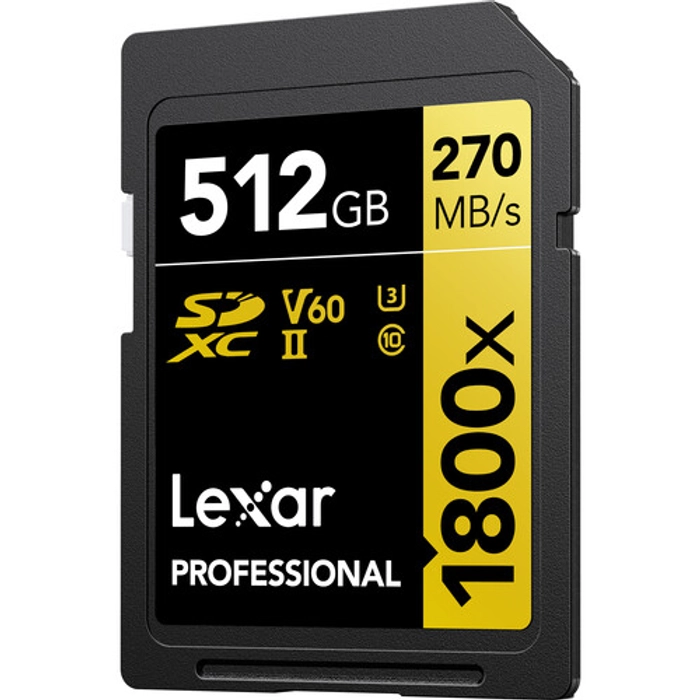 Lexar Professional 1800x SDXC™ UHS-II, U3, V60, RW up to 270/180 MB/s, 64GB/128GB/256GB/512GB