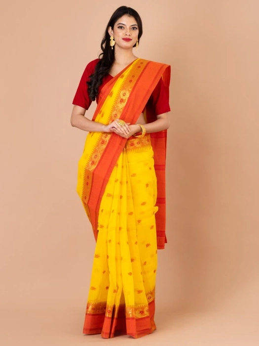 Zest Yellow Chiffon Bandhani saree – MySilkLove