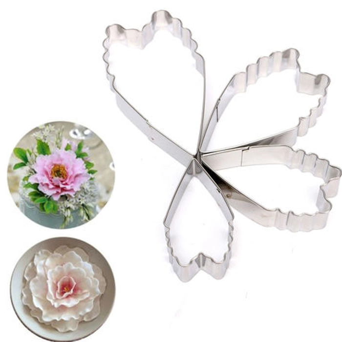 4 PCs Heart Peony Flower Fondant Sugar Craft Cake Biscuit Cookie Cutter Cake Tool