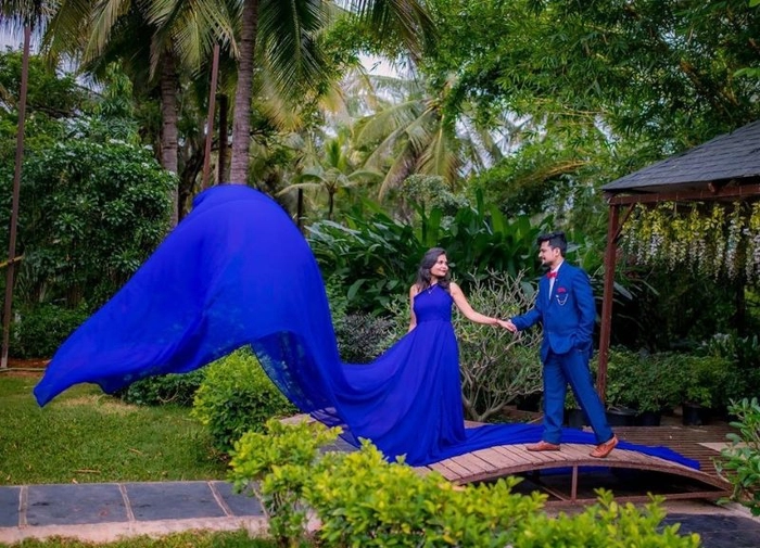 Bridesmaid - Rent A Dress Vapi - Our gorgeous client wearing our Blue tail  gown on her Pre wedding shoot❤️😍 . . . Thank you so much for choosing us  and believing