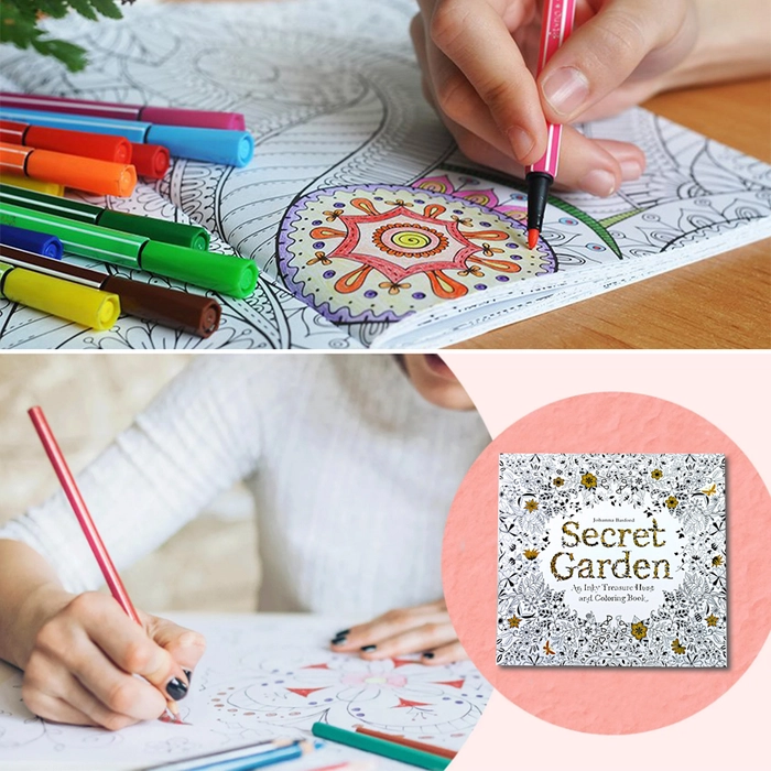 Secret Garden Colouring Color Book 185x185mm Stress Release for Adult Kid Student Pressure-relief Relax