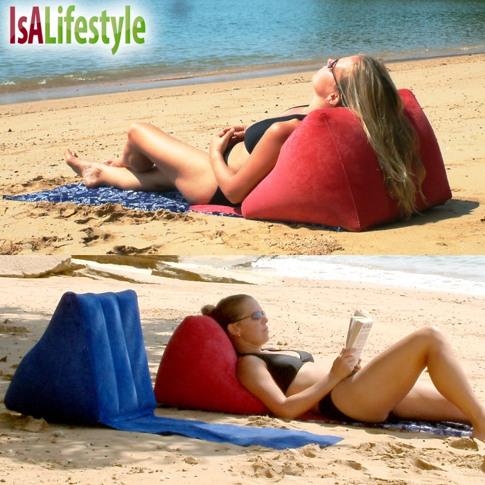 PVC Inflatable Wedge Cushion Portable Travel Backrest Waterproof Flocking Fabric Triangle Back Mattress Camping Seat Pad