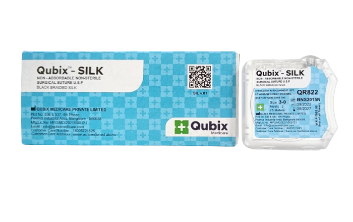 QR 822, Qubix Silk Non-Sterile Reel Size 3-0, 25 Mtrs