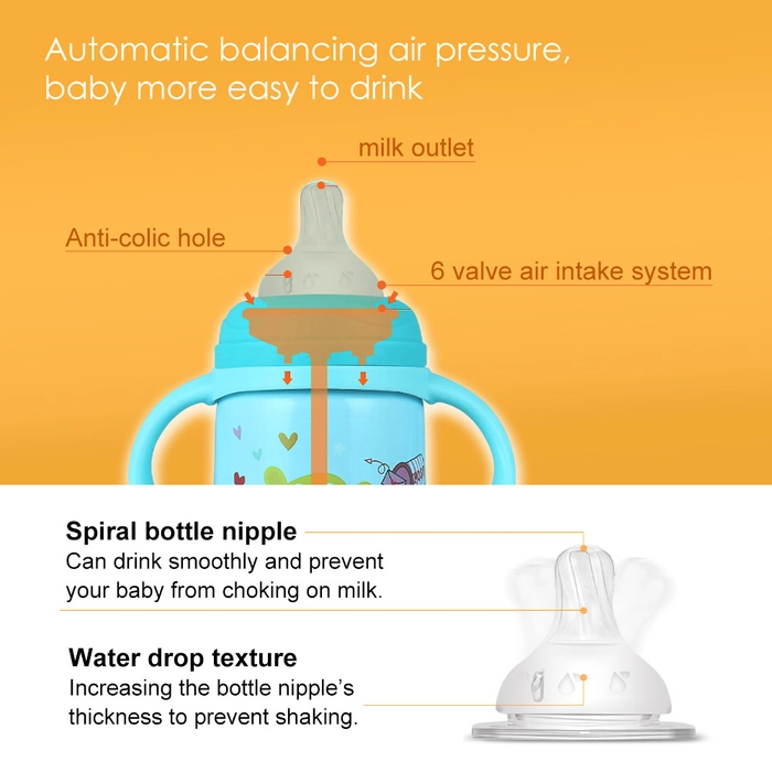 Thermal Feeding Bottle with Handle Infant Friendly Gravity Ball with Straw Stainless Steel Vacuum Bottles Bayi Termal Susu Botol