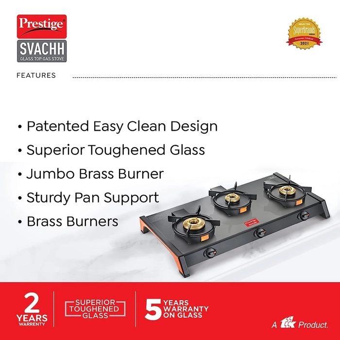 prestige 3 brass burner gas stove