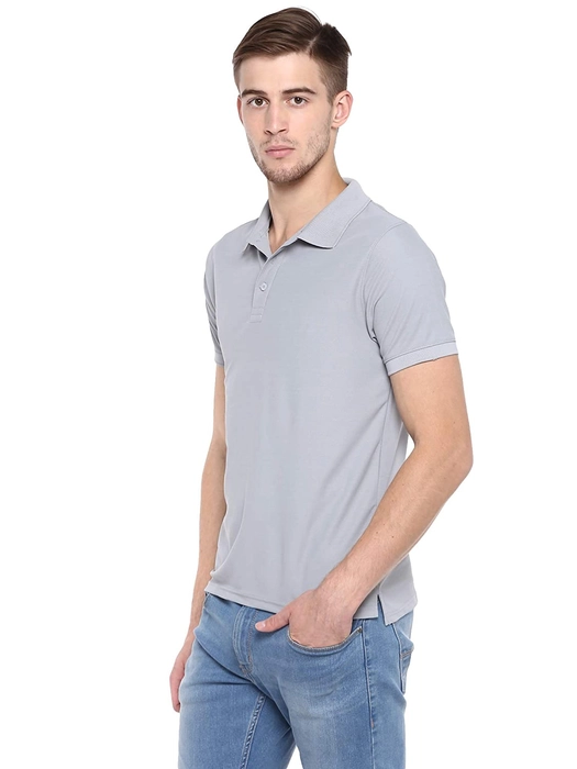 T-Shirt / Polo Collar / TriBlend / Light Grey