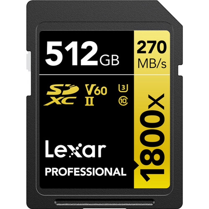 Lexar Professional 1800x SDXC™ UHS-II, U3, V60, RW up to 270/180 MB/s, 64GB/128GB/256GB/512GB