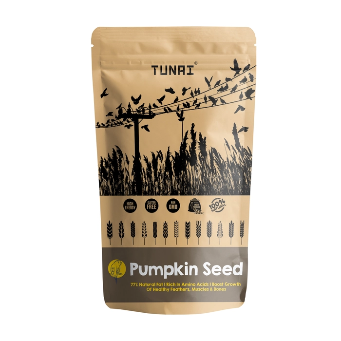 Tunai Pumpkin Seeds Bird Food | 450g | Perfect Bird Food For Caique Parrots, Cockateils, Small Conures, Quaker Parrots, Squirrels And Other Wild Birds | Essential Bird Treat Rich In Vitamins, Calcium,