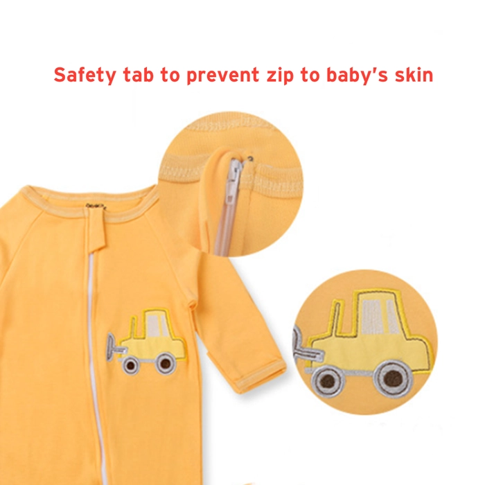 Newborn Zip Sleepsuit 100% Cotton Comfortable Baby Boy & Girl Jumpsuit Zip-up Sleepwear Baju Tidur Bayi Random Design 3-in-1 Pack